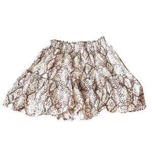Nev & Lizzie Ruffle Skirt in Brown Python Print